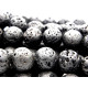 14 mm Large Round Real Lava Stone Beads - Natural Black