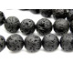14 mm Large Round Real Lava Stone Beads - Natural Black