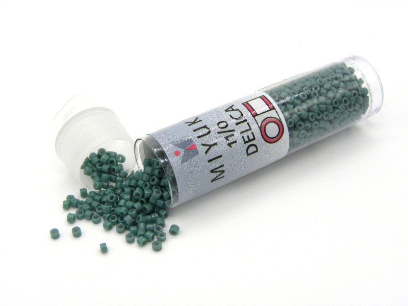 11/0 (1.6 x 1.3 mm) Miyuki Delica Japanese Seed Beads, Cylindrical Seed Beads -  DURACOAT Eucalyptus Opaque - DB 2131- 7.2 g
