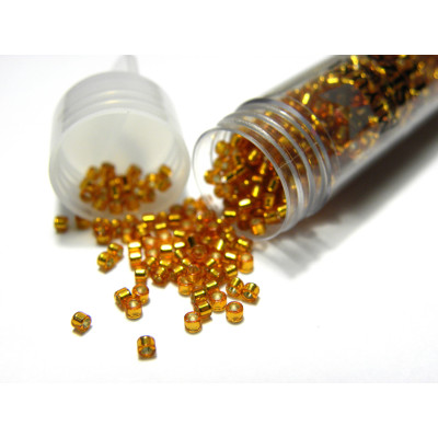11/0 (1.6 x 1.3 mm) Miyuki Delica Japanese Seed Bead, Cylinder Seed Beads - Marigold Silver Lined Dyed - DB 1201 - 7.2 g Vial