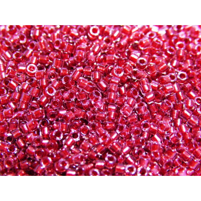 11/0 (1.6 x 1.3 mm) Miyuki Delica Seed Beads, Cylinder Rocailles - Inside Colour Crystal Cranberry - DB 924 - 8 g
