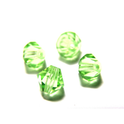 6 mm Czech MC Faceted Glass Bicone Beads - Chrysolite Green