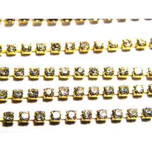 2 mm Rhinestone Brass Crystal Cup Chain - Gold/Cry... 2 mm Rhinestone Brass Crystal Cup Chain - Gold/Cry...