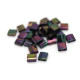 5 mm Miyuki Tila Beads, 2-hole Square Beads, Japanese Glass Beads - Dark Purple Opaque AB (TL 454) - 11 g (approx. 125 Beads)
