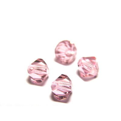 6 mm Czech MC Faceted Glass Bicone Beads - Rose Pink