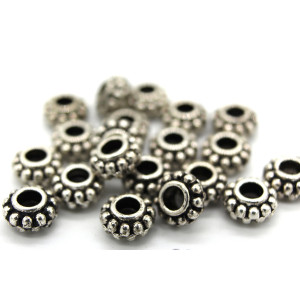 7 mm Tibetan Style Wheel-Shaped Rondelle Spacer Be...
