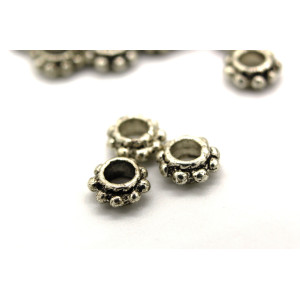 6 mm Tibetan Style Wheel-Shaped Rondelle Spacer Be...