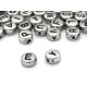 7 mm Round Silver Plastic Alphabet Beads with Black Letters