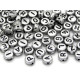7 mm Round Silver Plastic Alphabet Beads with Black Letters