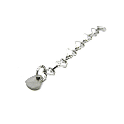 5.4 cm Stainless Steel Heart Link Extension Chain with Heart Charm, Metal Extension Chain - Silver - 1 or 5 pc. 5.4 cm Stainless Steel Heart Link Extension Chain with Heart Charm, Metal Extension Chain - Silver - 1 or 5 pc.