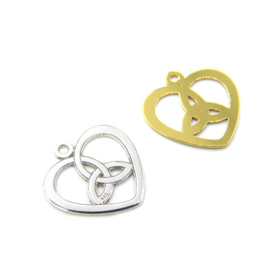 14 mm Sterling Silver 925 Celtic Heart Pendant (in SIlver, 18 K rose gold plated and 24 K Yellow gold plated)