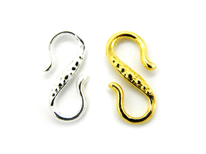 15 mm Large 925 Sterling Silver S-Hook Clasp with Pattern 15 mm Large 925 Sterling Silver S-Hook Clasp with Pattern