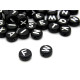 7 mm Round Acrylic Black Alphabet Beads with White Letters
