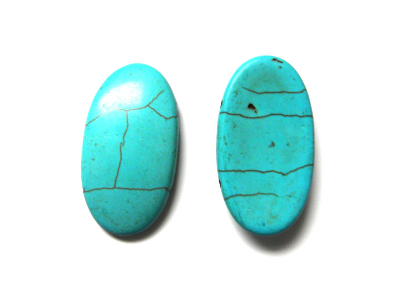 36 mm Large Oval Turquoise Howlite Cabochon Beads with 2 Holes, Gemstone Connector Beads (2 Pc.) 36 mm Large Oval Turquoise Howlite Cabochon Beads with 2 Holes, Gemstone Connector Beads (2 Pc.)
