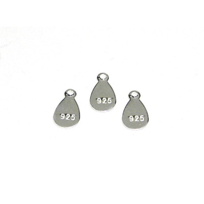 9 mm Small Hallmark Tags - 925 - Tags in Sterling Silver for Jewellery-Making (5 Pc.)