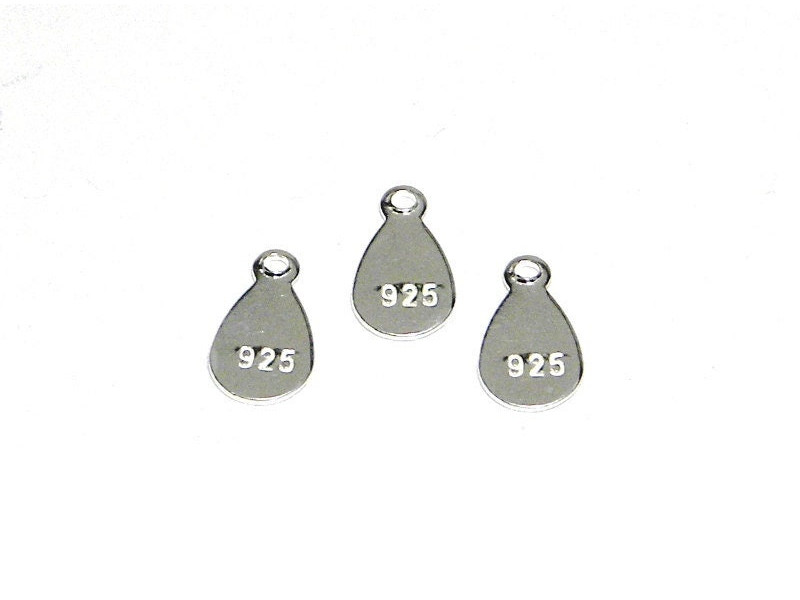 9 mm Small Hallmark Tags - 925 - Tags in Sterling Silver for Jewellery-Making (5 Pc.)