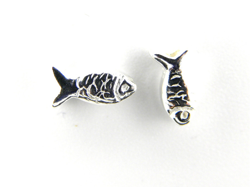 Massives Sterling Silber 925 Mini Fisch Perlen - 7 x 4 mm - EU Qualität - Nickelfrei (1, 5 or 25 Perlen)