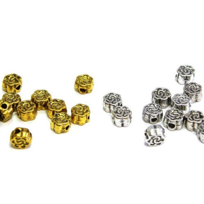 5 mm Tibetan Style Metal Rose Beads, Flower Beads - Antique Silver or Gold - 20 pc