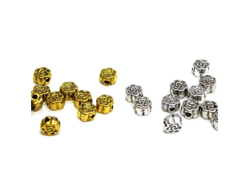 20x Metallrosen Blumenperlen 5mm - Antiksilber oder Antikgold