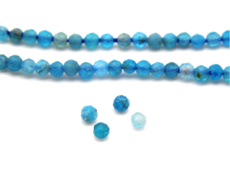 Runde facettierte Mini-Apatit-Perlen, sehr kleine geschliffene Halbedelsteinperlen - 2 mm - 40 Stk