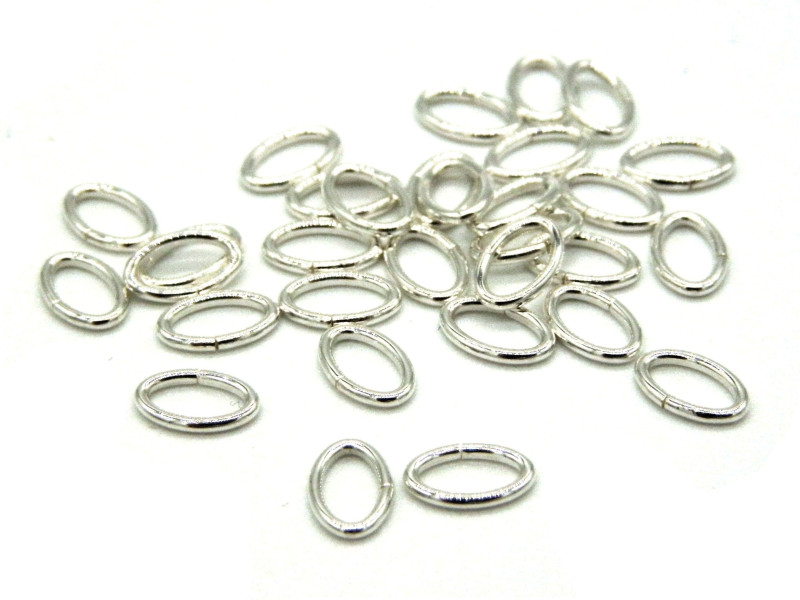 5,0 x 3,5 x 0,5 mm - 24 GA - Sterlingsilber 925 ovale Biegeringe (20 oder 100 Stk.)