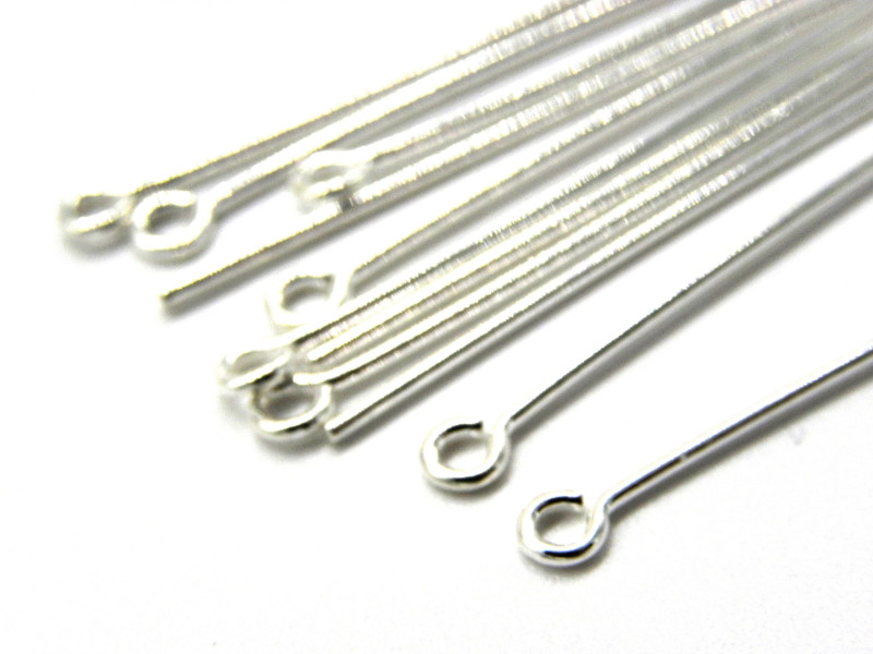 35 mm dicke (0.8 mm) Kettelstifte aus Sterling Silber 925 (10 oder 20 Stk.)