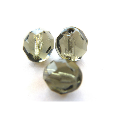 8 mm Round Faceted Fire-polished Czech Glass Beads - Black Diamond - 15 or 50 pc