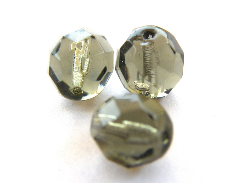 8 mm Round Faceted Fire-polished Czech Glass Beads - Black Diamond - 15 or 50 pc