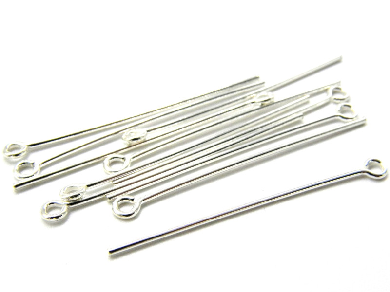 38 mm lang (Stärke 0,7 mm) Kettelstifte aus Sterling Silber 925 (10 oder 20 Stk.)