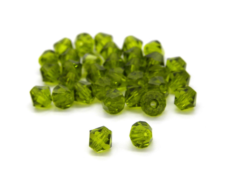 5 mm Medium Glass Bicone Beads - Olivine