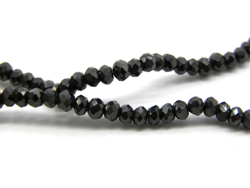 2,5 mm Facettierte Mini Glasrondelle - Black Lustre - Schwarz Galvanisiert