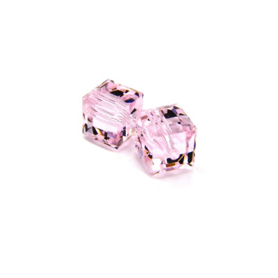 6 mm Swarovski® 5601 Cube - Genuine Austrian Crystal (4 Pc.) - ROSALINE PINK