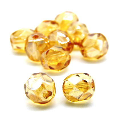 6 mm Round Faceted Fire-polished Czech Glass Beads - Crystal Celsian