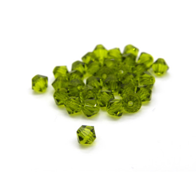 4 mm Czech Superior Crystals MC Bicone Beads - Olivine (24 or 48 Beads)