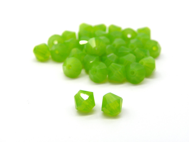 4 mm Czech MC Small Faceted Glass Bicone Beads - Green Opal