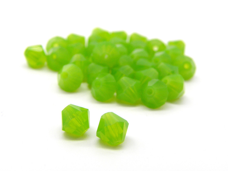 6 mm Czech MC Faceted Glass Bicone Beads - Green Opal