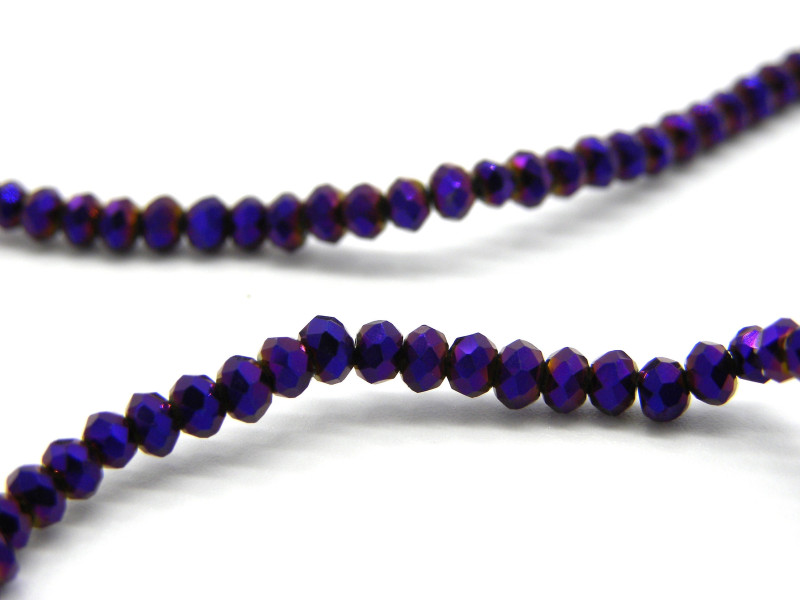 2,5 mm Facettierte Mini Glasrondelle - Purpur Galvanisiert