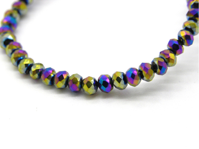 2.5 mm Faceted Mini Flat Round Glass Beads (Rondelle Beads) - Electroplated Rainbow Colour