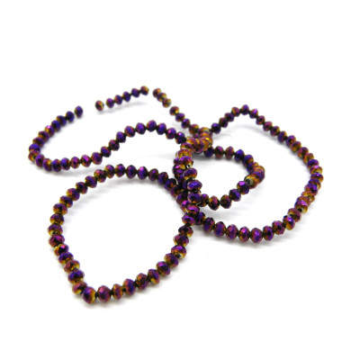 2,5 mm Facettierte Mini Glasrondelle - Messing - Lila/Gold Galvanisiert