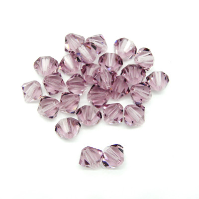 6 mm Czech MC Faceted Glass Bicone Beads - Light Amethyst