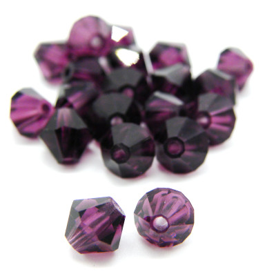 6 mm Czech MC Faceted Glass Bicone Beads - Deep Violet