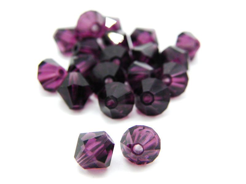 6 mm Czech MC Faceted Glass Bicone Beads - Deep Violet