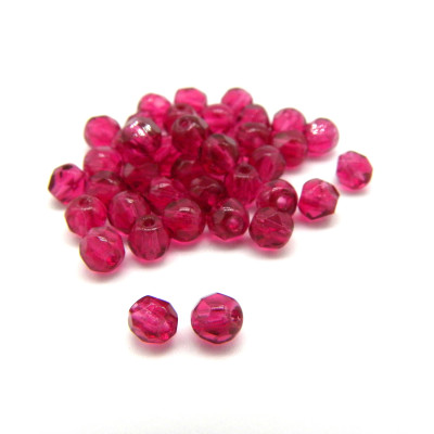 4 mm Tschechische feuerpolierte Glasschliffperlen - Fuchsia (20 od. 100 Perlen)