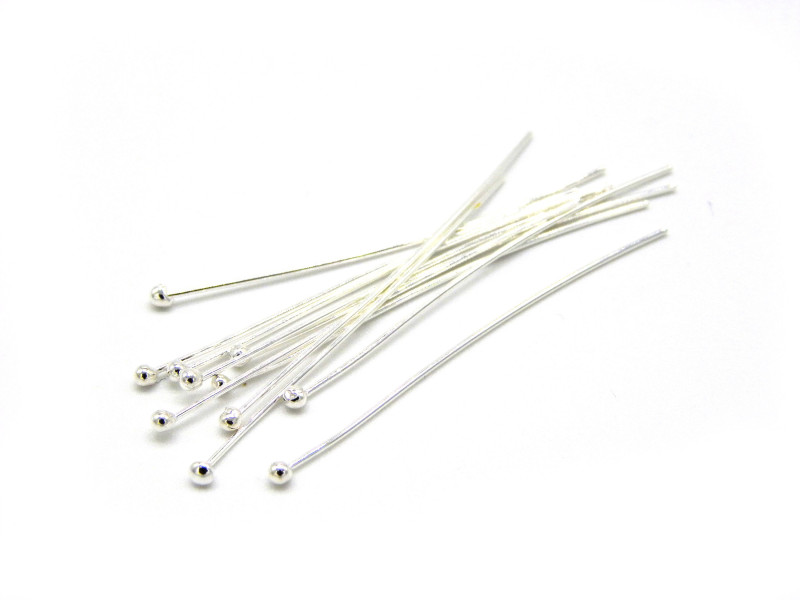 35 x 0,5 mm Sterling-Silber 925 Nietstifte mit Kugel (10 od. 50 Stk.)