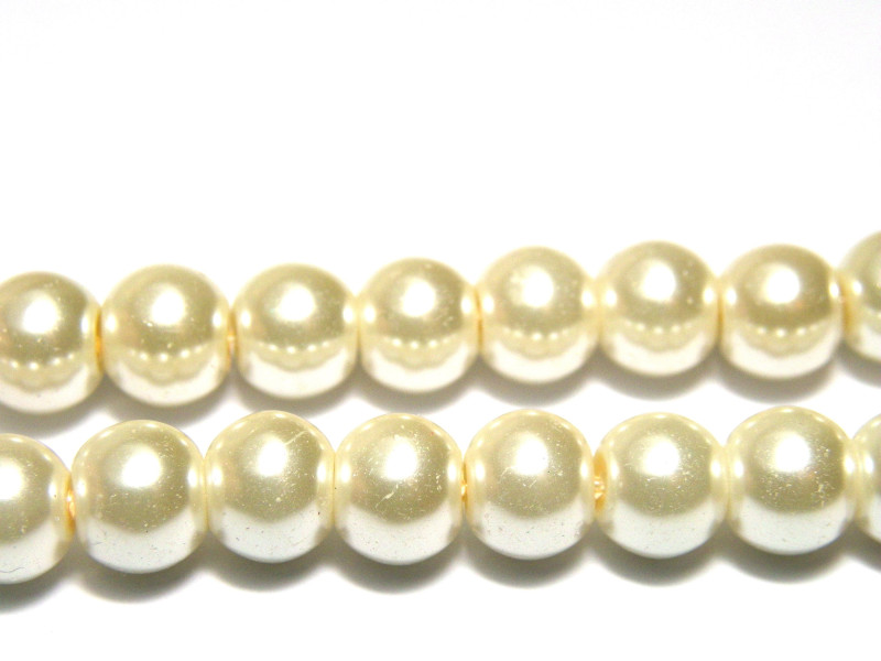 Große runde Glaswachsperlen Renaissanceperlen - Cremefarben