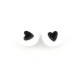 7 mm Round White Plastic Beads With Black Heart