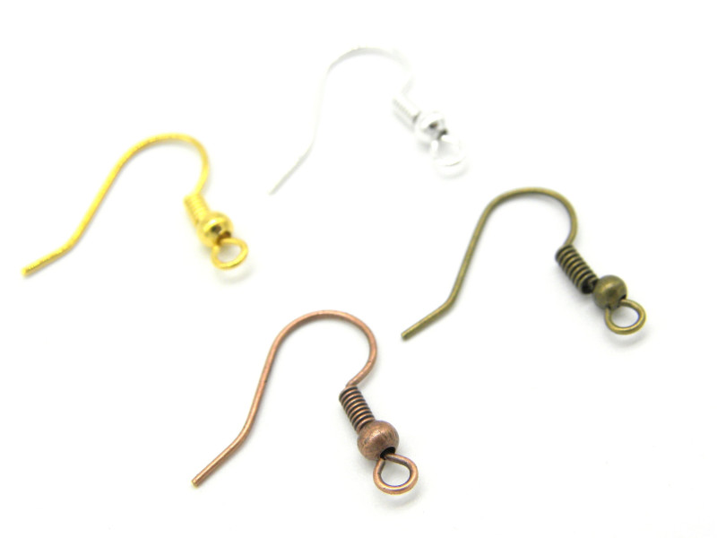 19 mm Ohrhaken - Ohrhänger mit Kugel - Silber, Gold, Altsilber, Altgold, Altkupfer (20 Stk.)