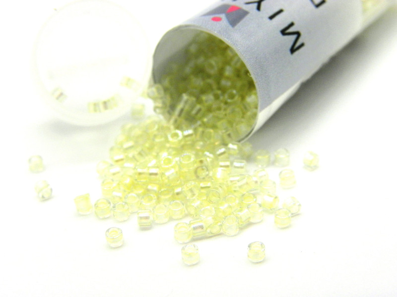 11/0 (1.6 x 1.3 mm) Miyuki Delica Japanese Seed Beads, Cylindrical Seed Beads - Pearl lined TR Pale Yellow AB- DB 1676 - 7.2