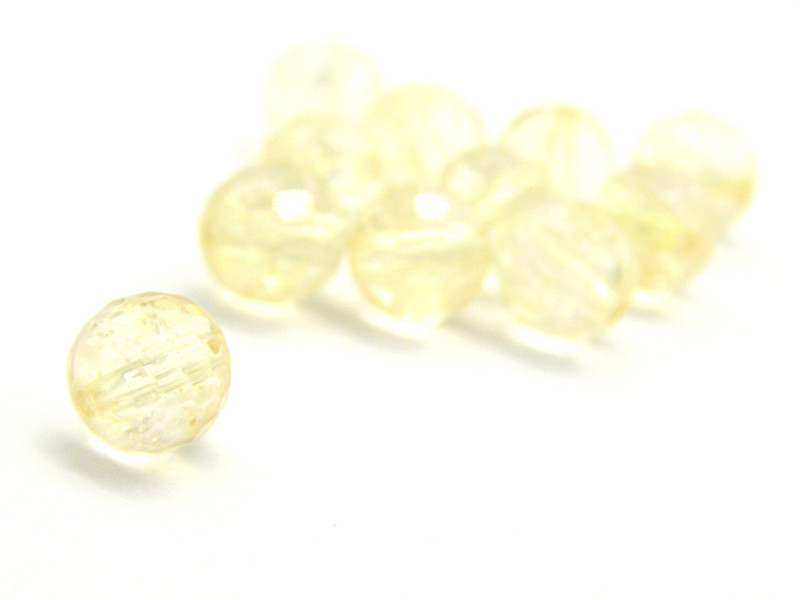6 mm Round Natural Citrine Beads - Very Light Colour - Unheated - Faceted Gemstone Beads - 10 Beads
