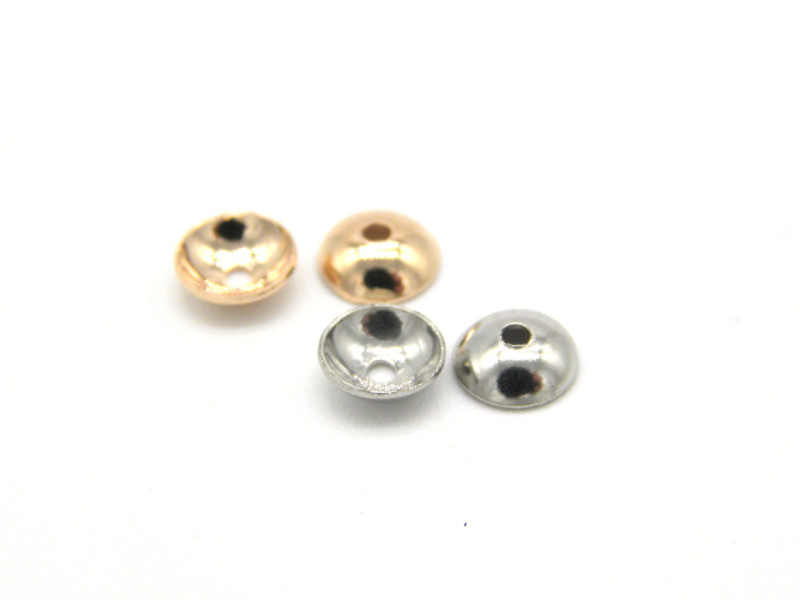 4 mm (Bohrung 1,0 mm) Runde Edelstahl Perlenkappen (50 Stk.)